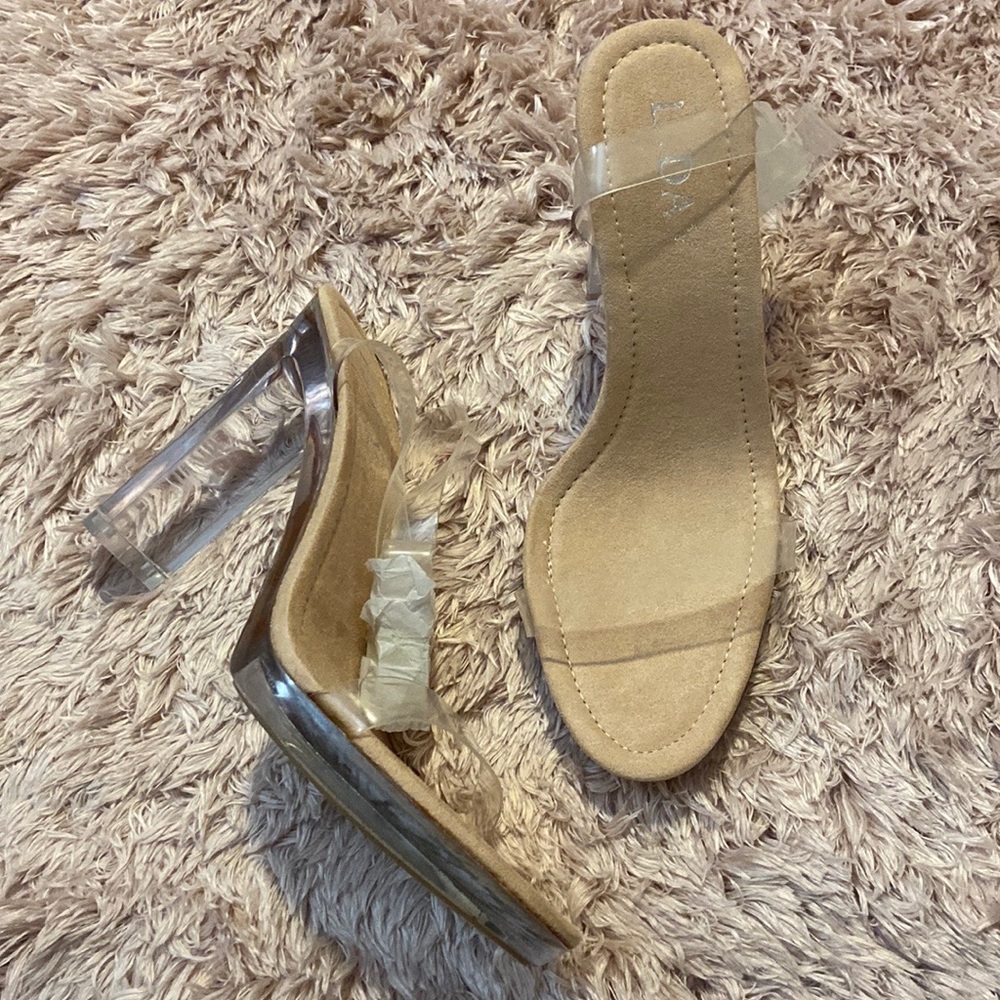 NEW Clear Platform Ankle Strap Heels